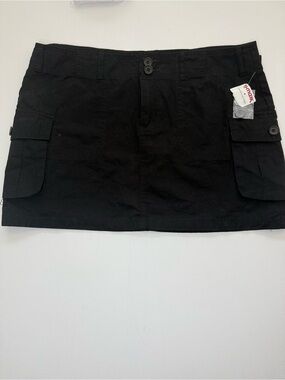 Black Cargo Mini Skort with Utility Pockets - Unbranded